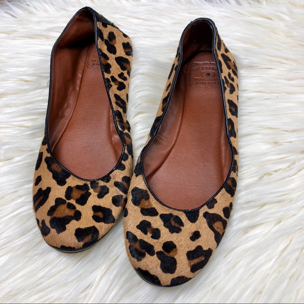 [Lucky Brand] Cheetah Print Leather Hide Flats - Picture 3 of 8